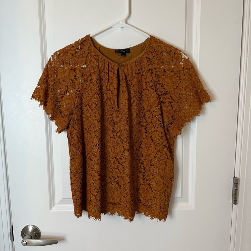 J. Crew Women's Lace Blouse in Warm Brown